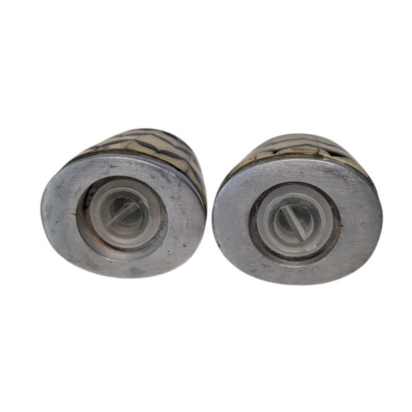 Williams Sonoma Chevron Bone Salt and Pepper Shakers Black Beige - Picture 3 of 11